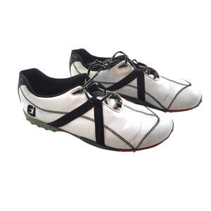 FootJoy M:Project Golf Shoes Men's White/Black Cross Leather Spikes Size 10M